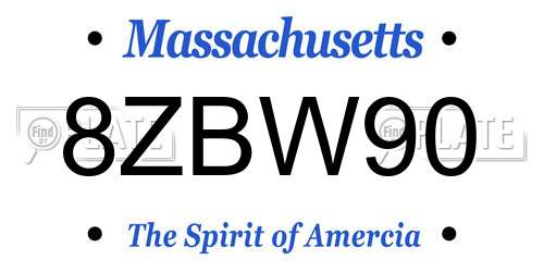 8ZBW90 Massachusetts License Plate