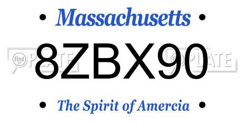 8ZBX90 Massachusetts License Plate