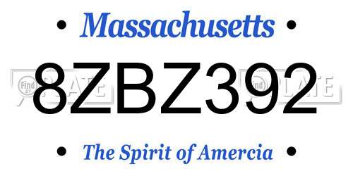 8ZBZ392 Massachusetts License Plate