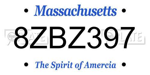 8ZBZ397 Massachusetts License Plate