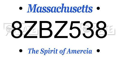 8ZBZ538 Massachusetts License Plate