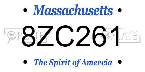 8ZC261 Massachusetts License Plate