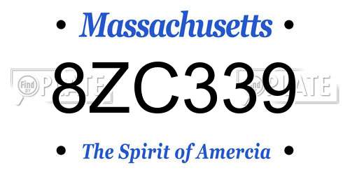 8ZC339 Massachusetts License Plate