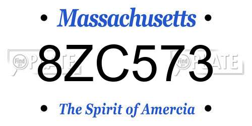 8ZC573 Massachusetts License Plate