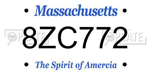 8ZC772 Massachusetts License Plate