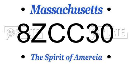 8ZCC30 Massachusetts License Plate
