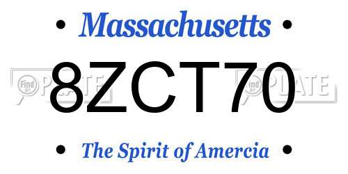 8ZCT70 Massachusetts License Plate