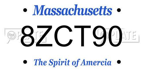 8ZCT90 Massachusetts License Plate