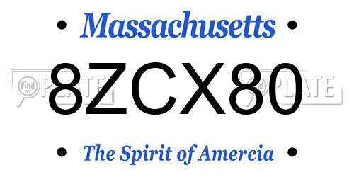 8ZCX80 Massachusetts License Plate