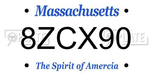 8ZCX90 Massachusetts License Plate