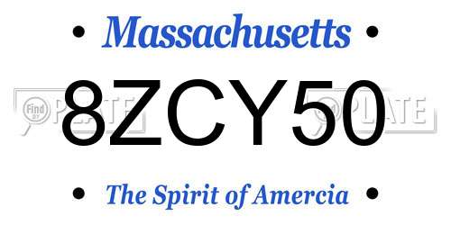 8ZCY50 Massachusetts License Plate