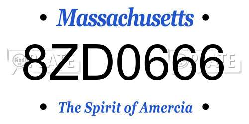 8ZD0666 Massachusetts License Plate