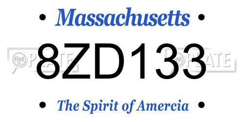 8ZD133 Massachusetts License Plate