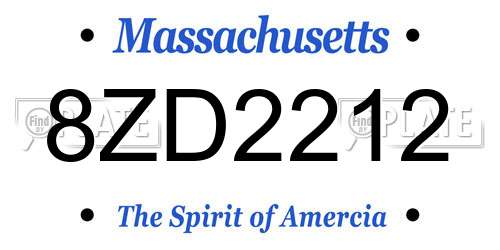 8ZD2212 Massachusetts License Plate