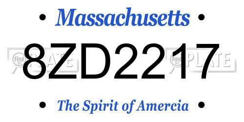 8ZD2217 Massachusetts License Plate