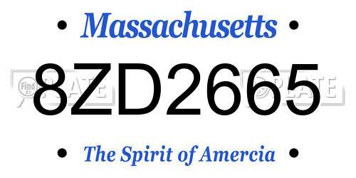 8ZD2665 Massachusetts License Plate