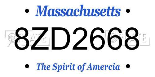 8ZD2668 Massachusetts License Plate