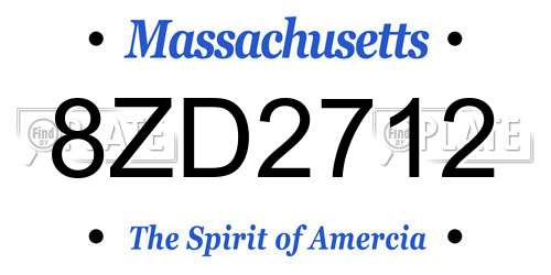 8ZD2712 Massachusetts License Plate