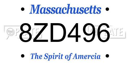 8ZD496 Massachusetts License Plate