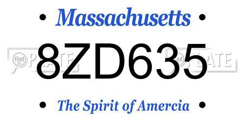 8ZD635 Massachusetts License Plate