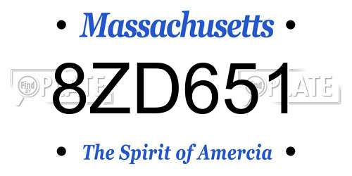 8ZD651 Massachusetts License Plate