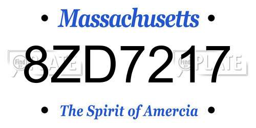 8ZD7217 Massachusetts License Plate