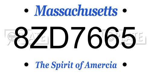 8ZD7665 Massachusetts License Plate