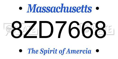 8ZD7668 Massachusetts License Plate