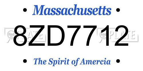 8ZD7712 Massachusetts License Plate