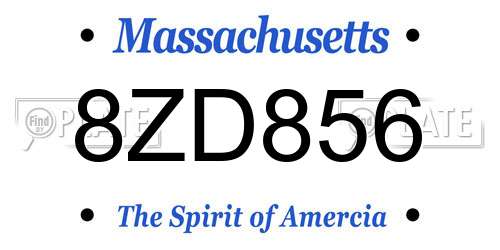 8ZD856 Massachusetts License Plate