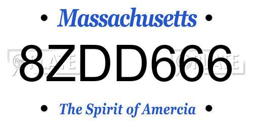 8ZDD666 Massachusetts License Plate