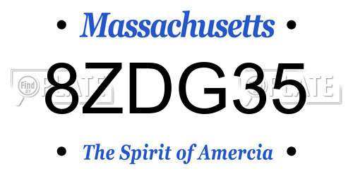 8ZDG35 Massachusetts License Plate