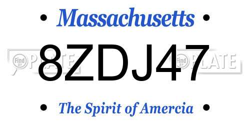 8ZDJ47 Massachusetts License Plate