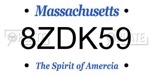 8ZDK59 Massachusetts License Plate