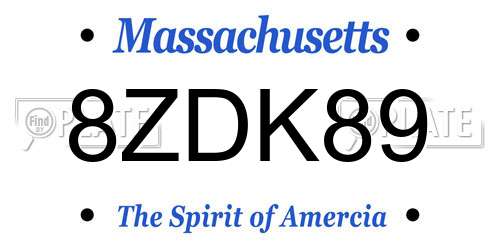 8ZDK89 Massachusetts License Plate