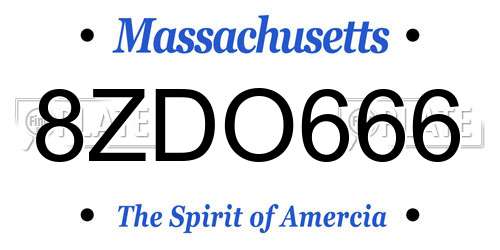 8ZDO666 Massachusetts License Plate