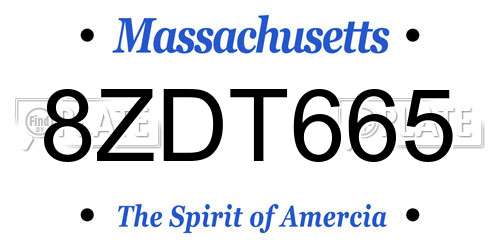 8ZDT665 Massachusetts License Plate
