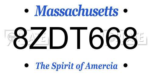 8ZDT668 Massachusetts License Plate