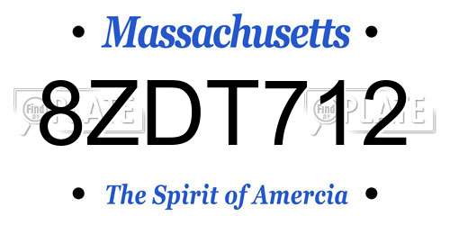 8ZDT712 Massachusetts License Plate
