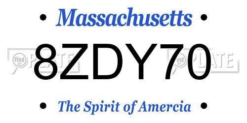 8ZDY70 Massachusetts License Plate