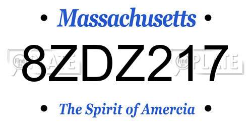 8ZDZ217 Massachusetts License Plate
