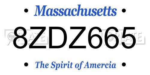 8ZDZ665 Massachusetts License Plate