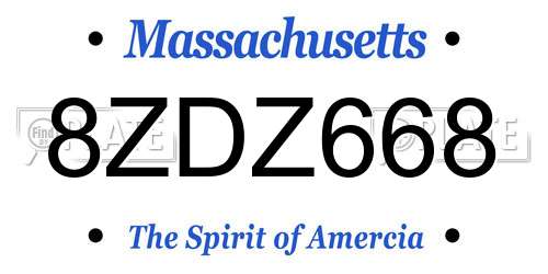 8ZDZ668 Massachusetts License Plate