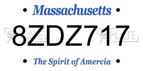 8ZDZ717 Massachusetts License Plate