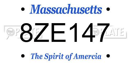 8ZE147 Massachusetts License Plate