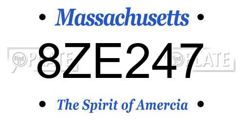 8ZE247 Massachusetts License Plate