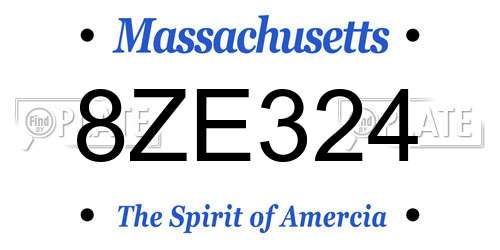 8ZE324 Massachusetts License Plate