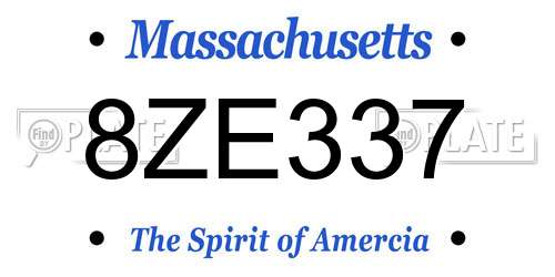 8ZE337 Massachusetts License Plate