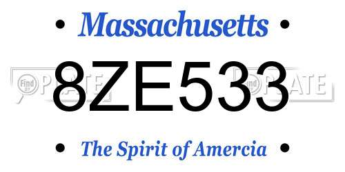 8ZE533 Massachusetts License Plate