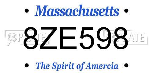 8ZE598 Massachusetts License Plate